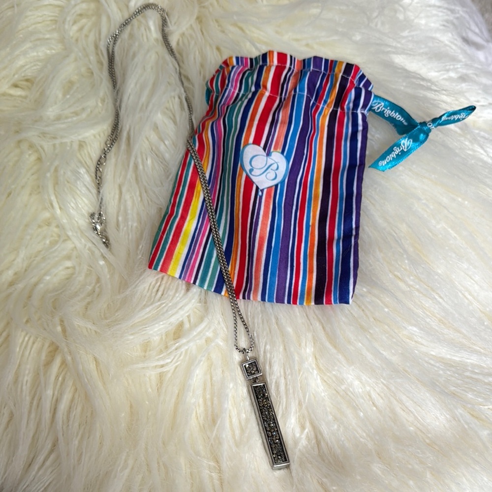 Brighton Silver Pendant Necklace with Striped Pouch